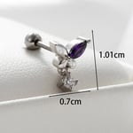 Silver color / 1 Piece Simple Series Classic Butterfly Titanium Steel Silver Color Material Zircon Women's Dangle Earrings Picture2